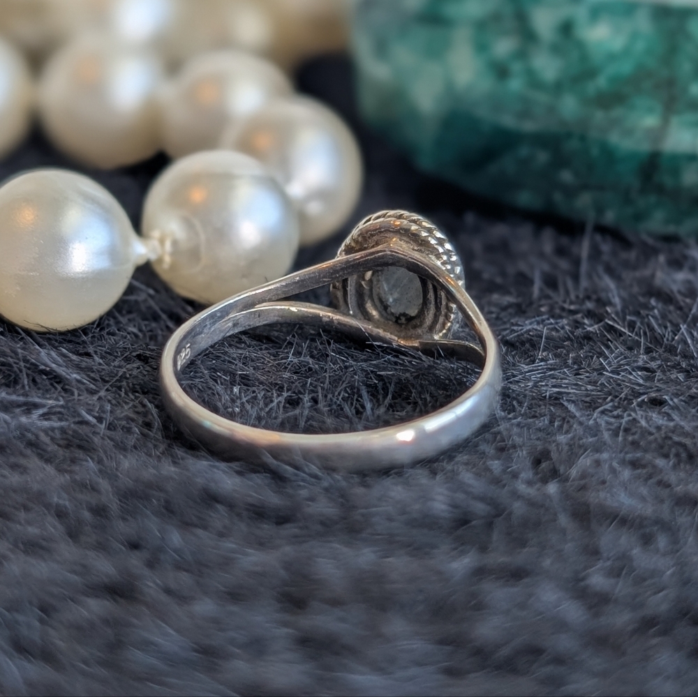 Sterling Labradorite Ring 5.5 - Everyday 925 Silver Jewelry - Picture 5 of 8